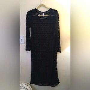 Black Long Swimsuit Cover-up dress. Sz Medium. Never worn. Super cute!